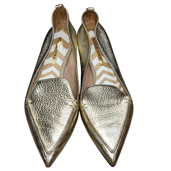 Nicholas Kirkwood Gold Metallic Leather Beya Loafers Flats Shoes size 39 - Picture 2 of 10